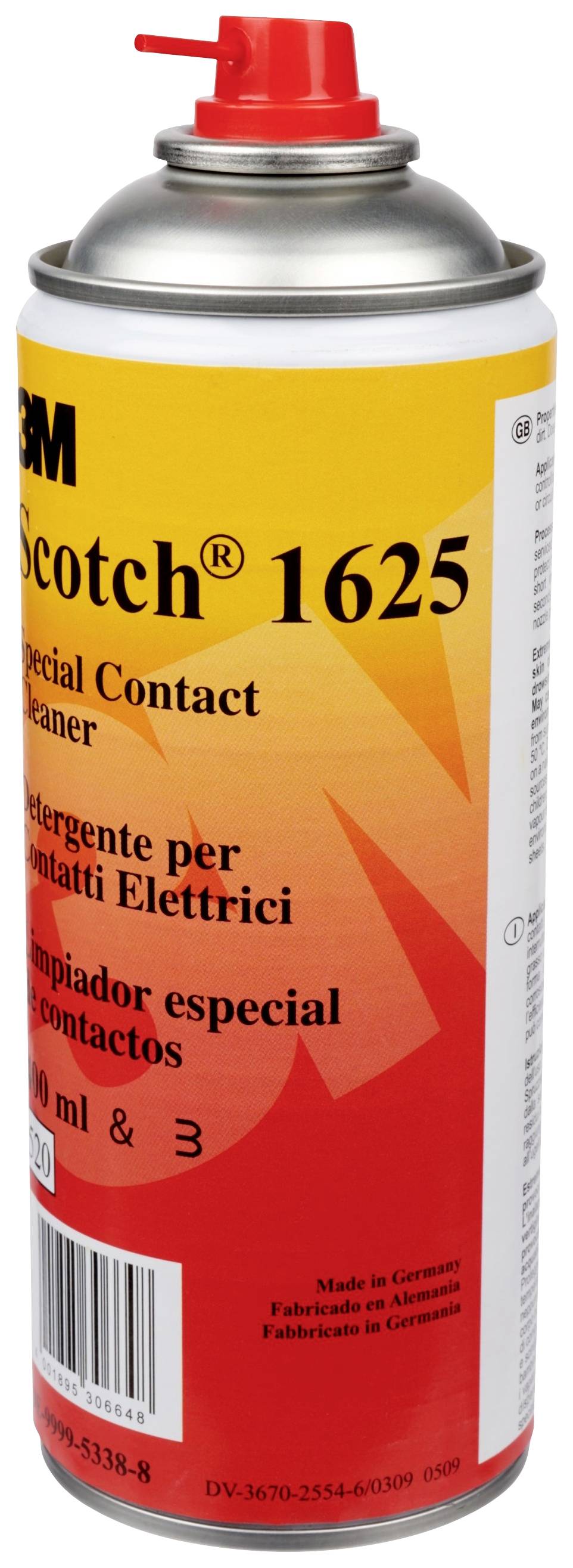 Eine Sprühdose mit der Aufschrift '3M Scotch 1625 Special Contact Cleaner' zum Reinigen elektrischer Kontakte.