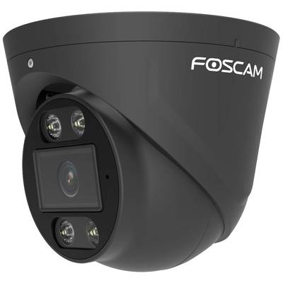 Schwarze Überwachungskamera mit vier sichtbaren Sensoren, montiert in einem runden Gehäuse. Markennamen 'Foscam' oben rechts.