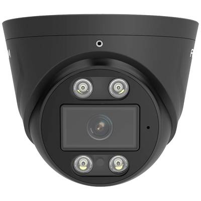 Schwarze Überwachungskamera mit vier LED-Lichtern und zentralem Objektiv, geeignet für Sicherheitsüberwachung in Innen- und Außenbereichen.