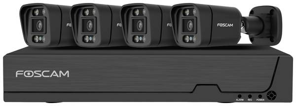 Foscam FNA108E-B4-2T black LAN IP-UEberwachungskamera-Set 8-Kanal mit 4 Kameras