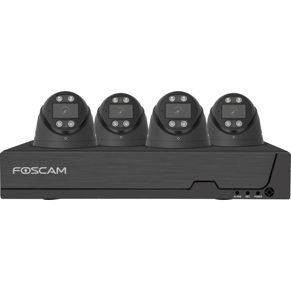 Foscam FNA108E-T4-2T black IP-Bewakingscameraset LAN 8-kanaals Met 4 cameras 3840 x 2160 Pixel