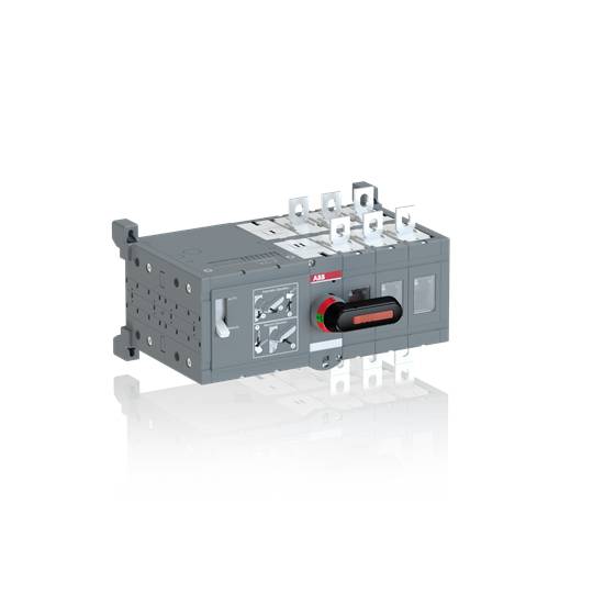 Ein grauer ABB-Elektronikschalter mit Griff, der für elektrische Installationen geeignet ist. Links sind Montagemöglichkeiten zu sehen.