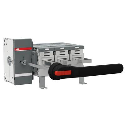 Ein grauer ABB-Sicherungsautomat mit rotem Hebel, für industrielle Stromsteuerung und -schutz in elektrischen Systemen.