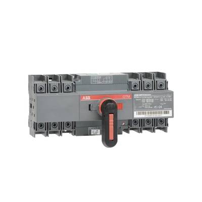 Ein automatischer Umschalter von ABB mit rotem Hebel, Modell OTM. Wird zur Umschaltung zwischen Stromquellen verwendet.