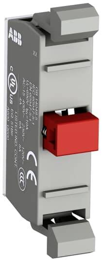 Grauer elektrischer Schutzschalter mit roter Taste und Prüfzeichen, geeignet für Niederspannungsanwendungen.