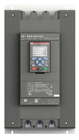 Graues elektronisches Gerät, möglicherweise ein Frequenzumrichter, mit Display und Bedienelementen in der Mitte.