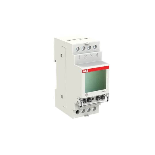 Ein digitaler Energiezähler von ABB, Modell DMTME-I-485, mit LCD-Anzeige und Anschlussklemmen zur Überwachung des Energieverbrauchs.