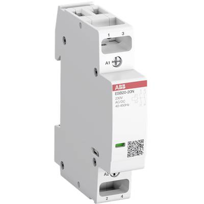 Ein weißes, rechteckiges Modul mit der Aufschrift 'ABB ESB20-20N'. Detailangaben: 230V, AC/DC, 40-450Hz. Es hat mehrere Anschlüsse.