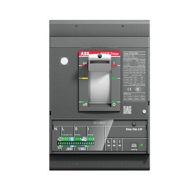 Ein elektrischer Leistungsschalter mit markierten 'on' und 'off' Positionen. Oben sind technische Spezifikationen und Herstellername.