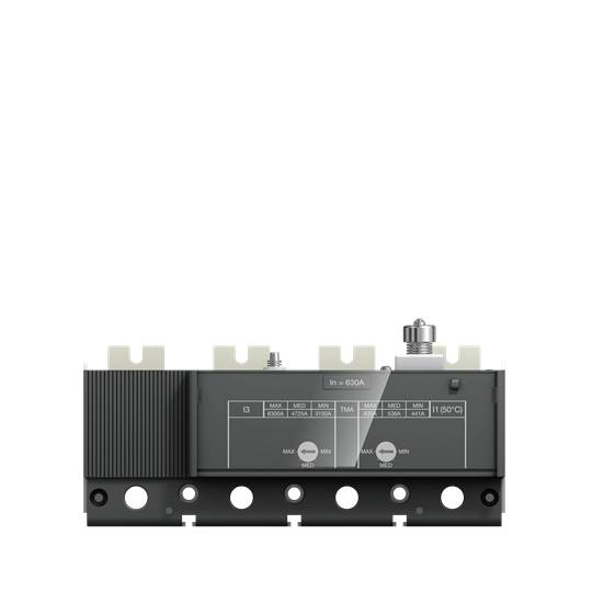 Ein technisches Gerät mit Anschlüssen und Beschriftungen für elektrische Spezifikationen, geeignet für industrielle Anwendungen.