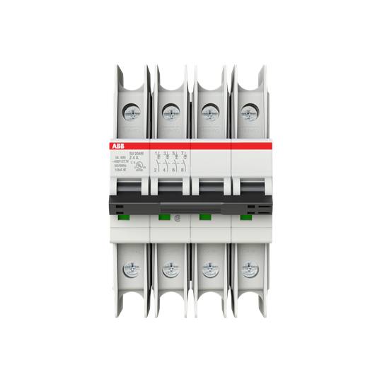 Ein achtpoliger ABB-Leitungsschutzschalter zur Absicherung elektrischer Stromkreise, dargestellt in einer Frontansicht.