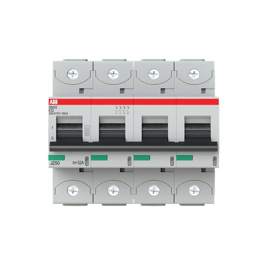 Ein dreipoliger Leistungsschalter von ABB, Modell S203. Geeignet für 400/415V-Wechselstrom mit einem Nennstrom von 32A.