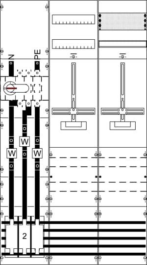 Striebel & John 2CPX034036R9999 KA4317 Mess- und Wandlerfeld Aufputz Anzahl Teilungen = 36 Anzahl Reihen = 0 Inhalt 1 St.