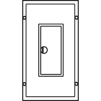 Eine einfache schwarz-weiße Umrisszeichnung eines Lichtschalters an einer rechteckigen Abdeckplatte.