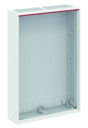 Metallgehäuse, weiß, rechteckig, mit offener Vorderseite. Geeignet zur Installation von Elektrokomponenten.