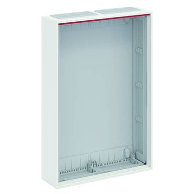 Metallgehäuse, weiß, rechteckig, mit offener Vorderseite. Geeignet zur Installation von Elektrokomponenten.