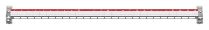 Ein weiß-rotes Verkehrshindernis mit rot-weißen Streifen, horizontal platziert.