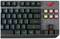 Gaming-Tastatur mit RGB-Beleuchtung, nummerierten Tasten, und einem Logo in der Ecke oben rechts.