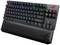 Mechanische Tastatur mit RGB-Beleuchtung, abnehmbarer Handballenauflage und ROG-Logo, Tasten für Multimedia und Programmierung.