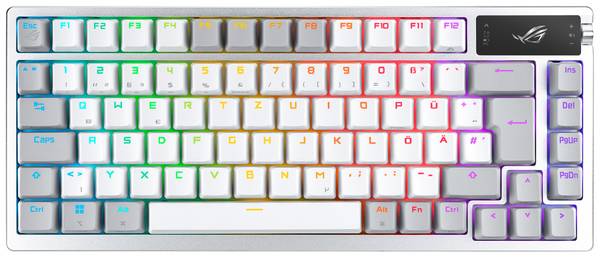 Asus ROG Azoth White USB, Funk, Bluetooth® Gaming-Tastatur Deutsch, QWERTZ Weiß Beleuchtet, Abnehmbares Kabel