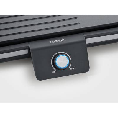 Temperaturregler eines Severin-Grills, zeigt Skala von 'Min' bis 'Max'.