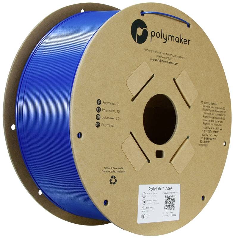 POLYMAKER PF01033 Filament ASA UV-beständig, witterungsbeständig 1.75 mm 3 kg Blau PolyLite? 1