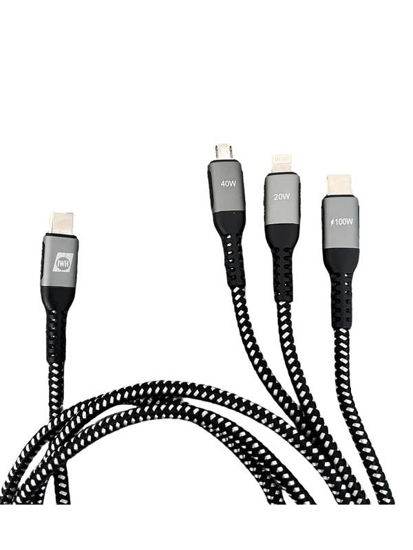 IWH USB-Ladekabel USB-C®, USB-Micro-A Buchse, Apple Lightning Stecker 1.20 m 019057