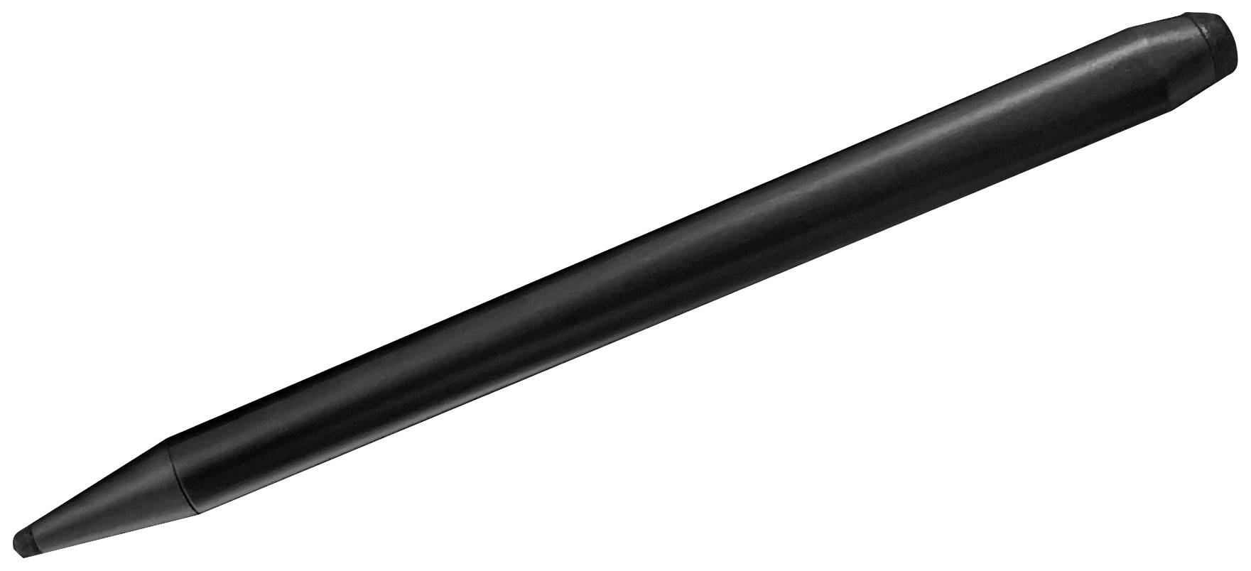 Schwarzer digitaler Stift mit abgerundeter Spitze, schräg gegen weißen Hintergrund.