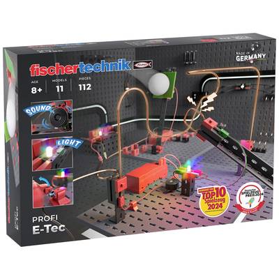 Konstruktionsset 'fischertechnik PROFI E-Tec' für Kinder ab 8 Jahren, 11 Modelle, 112 Teile, mit Licht- und Soundeffekten.