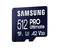 MicroSD-Karte mit der Aufschrift 'Samsung 512 PRO Ultimate'. Markenname, Speicherkapazität und Leistungsklasse sind hervorgehoben.