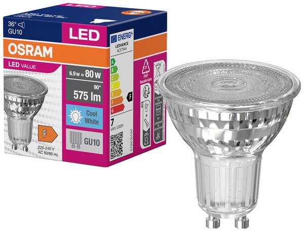 OSRAM HOMELIGHTING 4058075096660 LED EEK F (A - G) GU10 Reflektor 6.9 W = 80 W Neutralweiß (Ø x H) 50 mm x 50 mm 1 St.