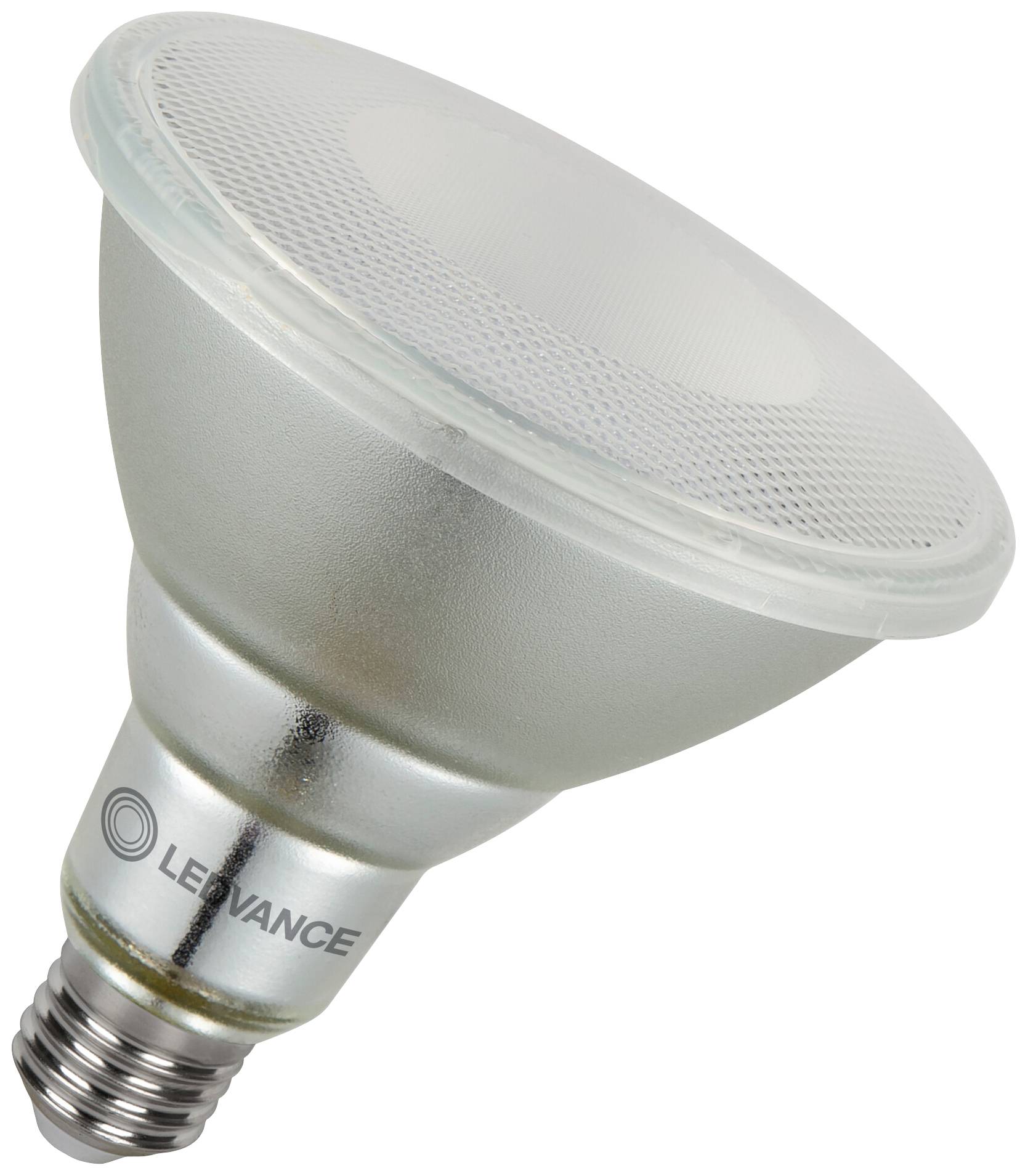 Eine silberne LED-Glühlampe mit E27-Sockel von der Marke Levanace, geeignet für Spot- und Akzentbeleuchtung.