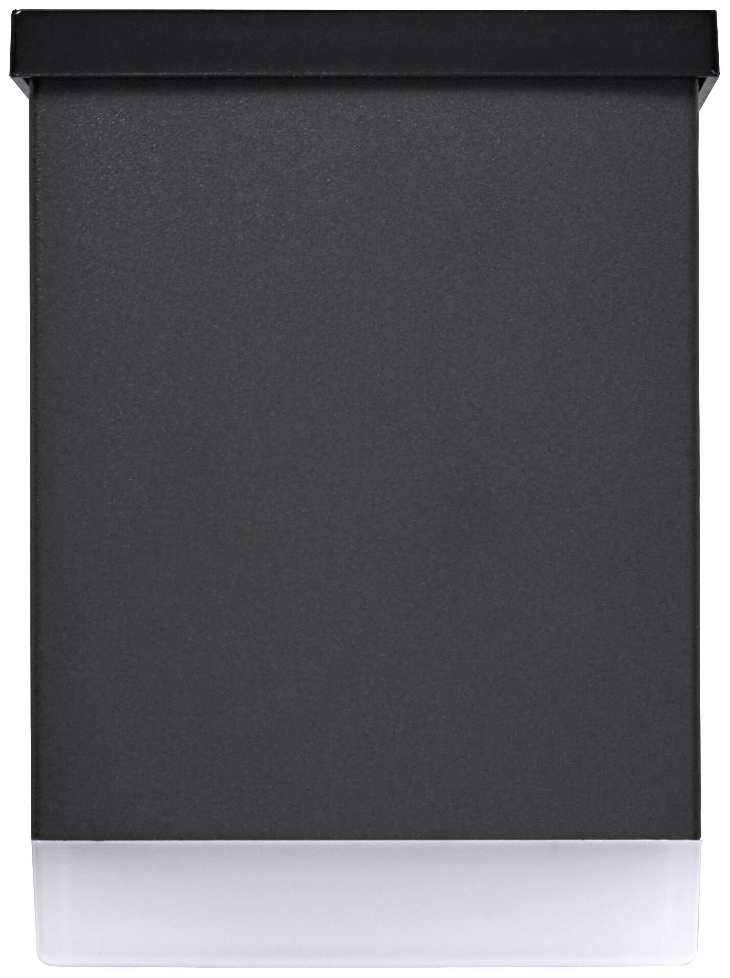 Schwarz-weiße, rechteckige Außenleuchte mit schlichtem, modernem Design. Ideal für minimalistische Architektur.