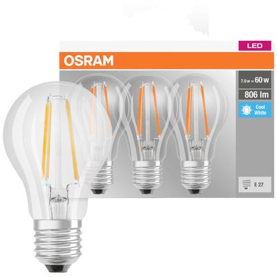 OSRAM 4058075819535 LED EEK E (A - G) E27 Glühlampenform 6.5 W = 60 W Neutralweiß (Ø x H) 60 mm x 60 mm  3 St.