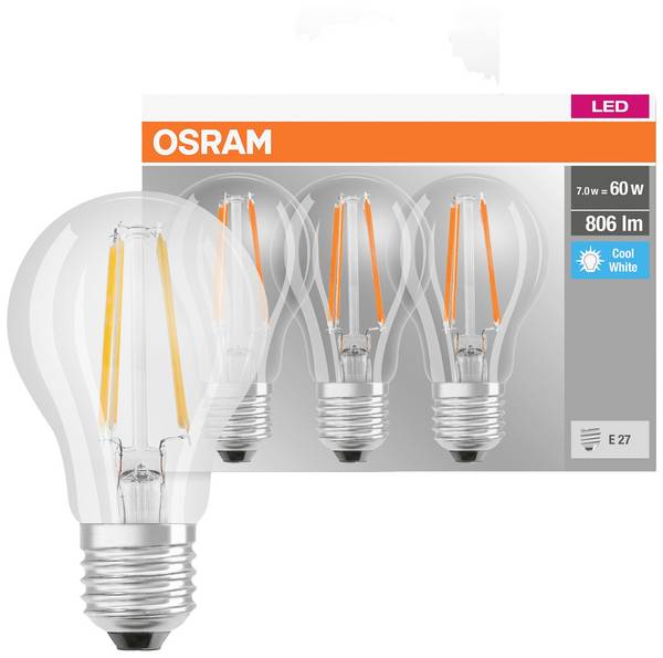OSRAM HOMELIGHTING 4058075819535 LED EEK E (A - G) E27 Birnenform 6.5 W = 60 W Neutralweiß (Ø x H) 60 mm x 60 mm 3 St.