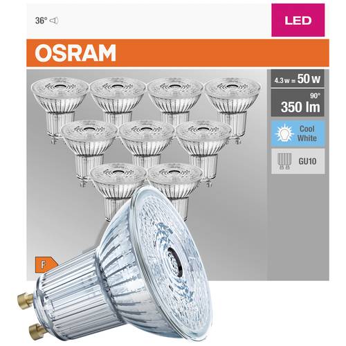 OSRAM HOMELIGHTING 4058075036703 LED EEK F (A - G) GU10 Reflektor 4.3 W = 50 W Neutralweiß (Ø x H) 50 mm x 50 mm 10 St.
