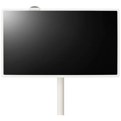 Ein großes, schwarzes Display mit modernem, minimalistischem Rahmen; ideal für Präsentationen oder als digitales Whiteboard geeignet.