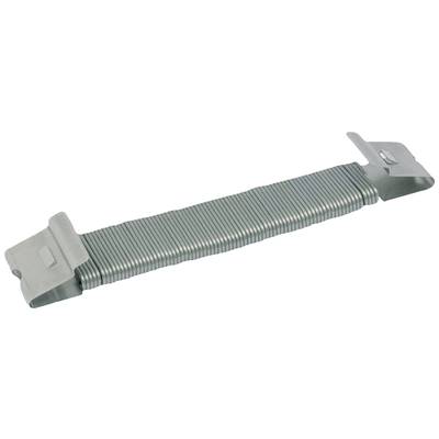Metallischer Spannbügel mit geriffelter Oberfläche und flachen Enden zur Befestigung, ohne sichtbare Beschriftung oder Dekoration.