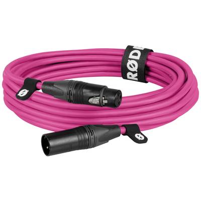 Pinkfarbenes XLR-Kabel mit RODE-Klettverschluss.