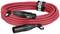 Rotes XLR-Kabel mit schwarzem Stecker und schwarzer Kabelbinder mit Aufschrift 'RODE'. Geeignet für Audiogeräte-Verbindungen.