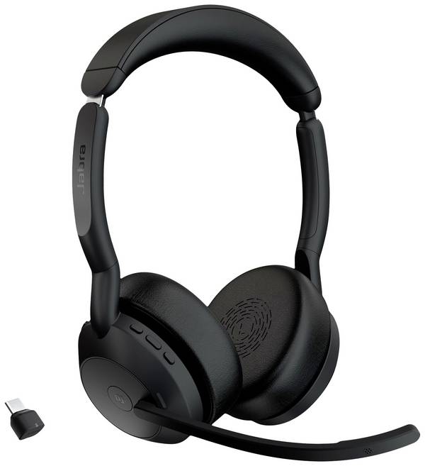 Jabra Evolve 2 55 MS Stereo  On Ear Headset Bluetooth® Stereo Schwarz Noise Cancelling, Mikrofon-Rauschunterdrückung  Computer
