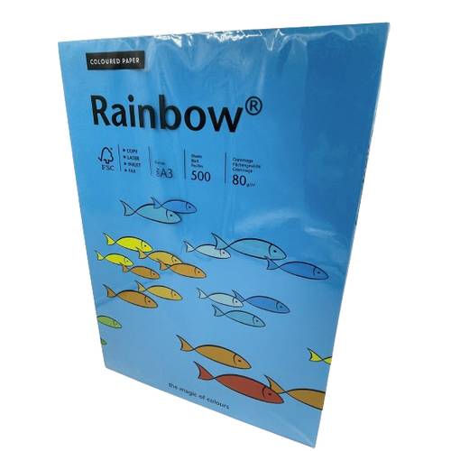 Rainbow 88042764 88042764 Farbiges Druckerpapier DIN A3 80 g/m² 500 Blatt Blau