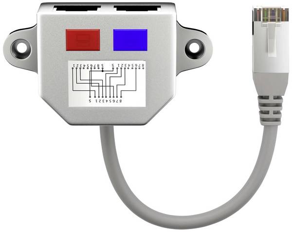 Goobay RJ45 Netzwerk Y-Adapter CAT 5 [1x RJ45-Stecker - 2x RJ45-Buchse] 0 mm Metallic-Silber