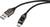 USB-Kabel mit USB-A-Stecker auf der linken Seite und USB-C-Stecker auf der rechten Seite, beide schwarz-umhüllt.