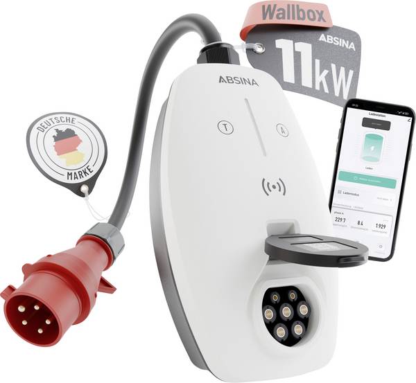 Absina Wallbox Typ 2 Mode 3 16 A 11 kW App, RFID