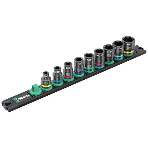 Wera 9608 Nuss-Magnetleiste B Impaktor Imperial 1 Steckschlüsselsatz zöllig 3/8 10teilig 05005452001