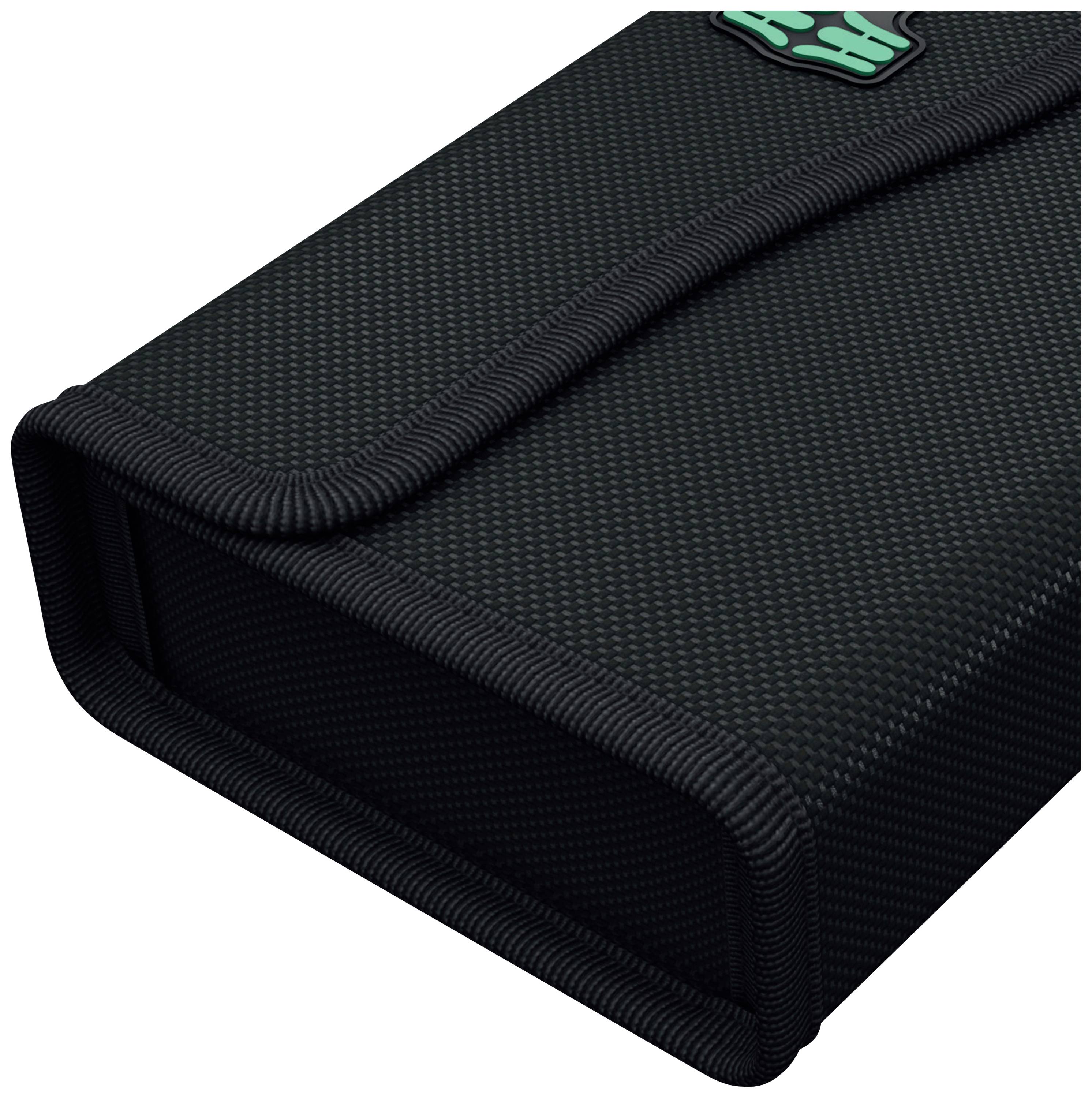 Schwarzes, rechteckiges Etui mit Struktur, um Gegenstände sicher aufzubewahren.