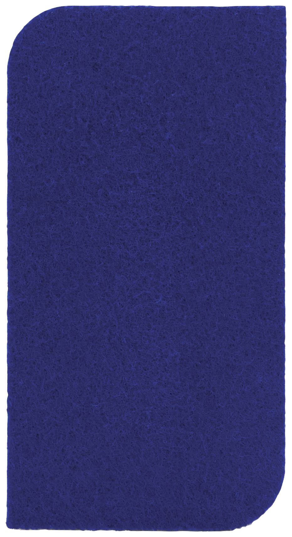 Blaues Stoffmuster mit abgerundeter Ecke.
