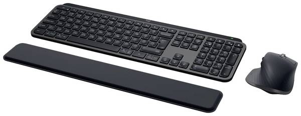 Logitech MX Keys S Combo Bluetooth® Tastatur, Maus-Set Beleuchtet, Ergonomisch, Multipair-Funktion, Handballenauflage Deutsch, QWERTZ Graphit