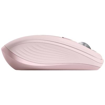 Kabellose, rosafarbene Computermaus mit strukturiertem Gehäuse und silbernem Scrollrad. Entworfen für ergonomischen Komfort.